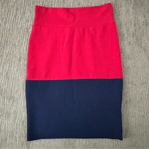 LuLaRoe pencil skirt. Navy blue and pink